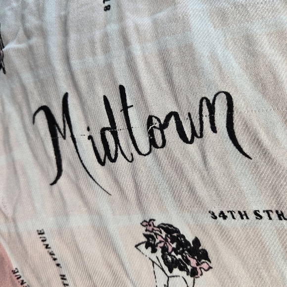 KATE SPADE NEW YORK MANHATTAN MAP OBLONG SCARF PINK & BLACK WOMEN OS *FLAWED* - Picture 5 of 16